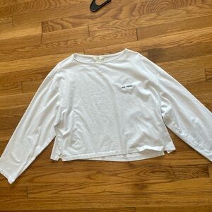 H&M cropped white long sleeve tee, size small